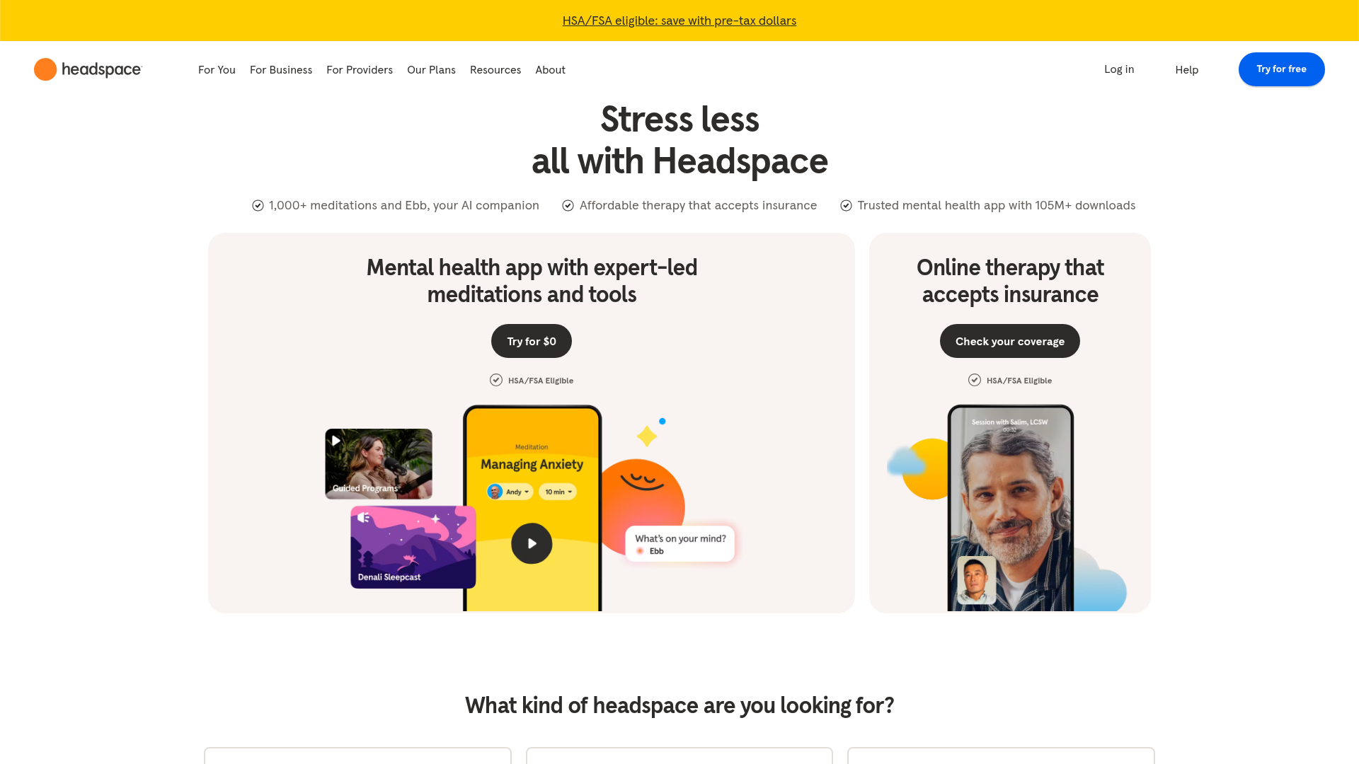 Headspace Mental Health Landing Page