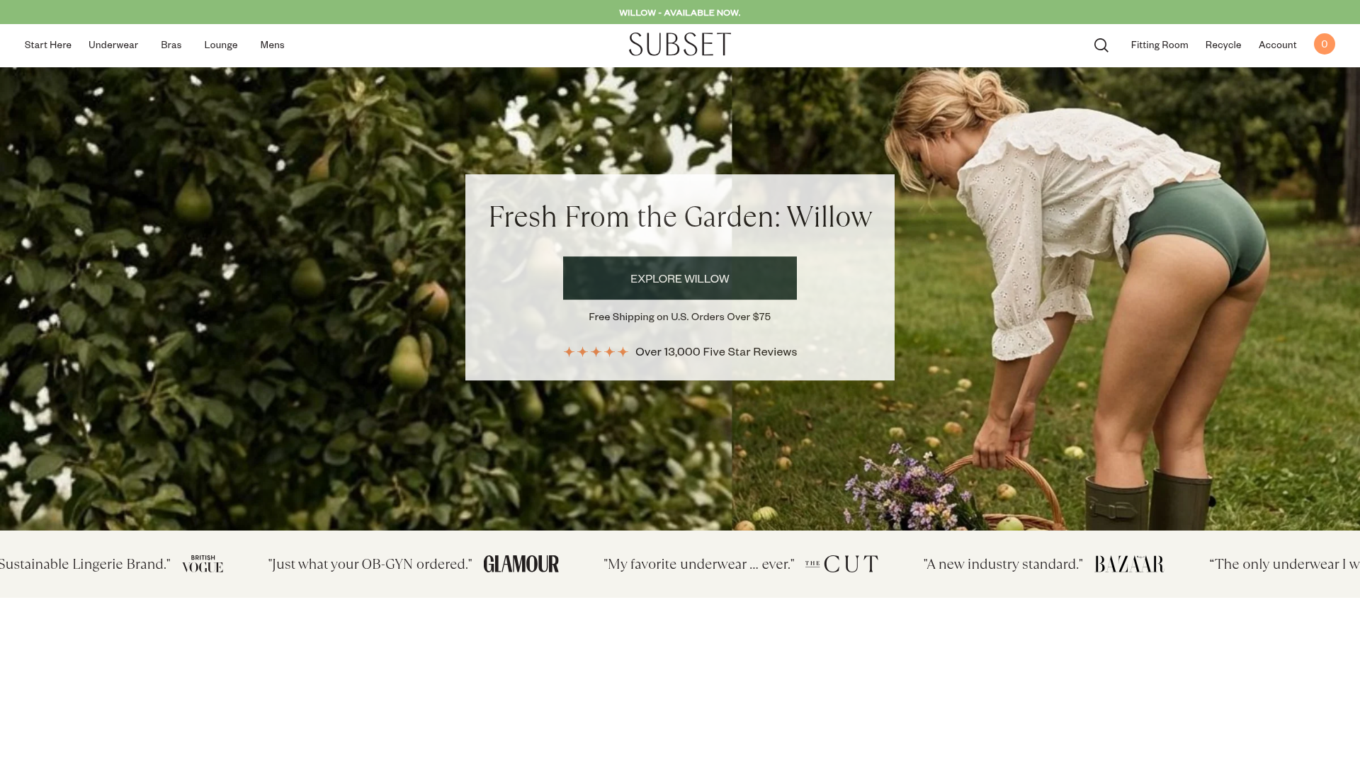 Subset Organic Apparel E-commerce Store