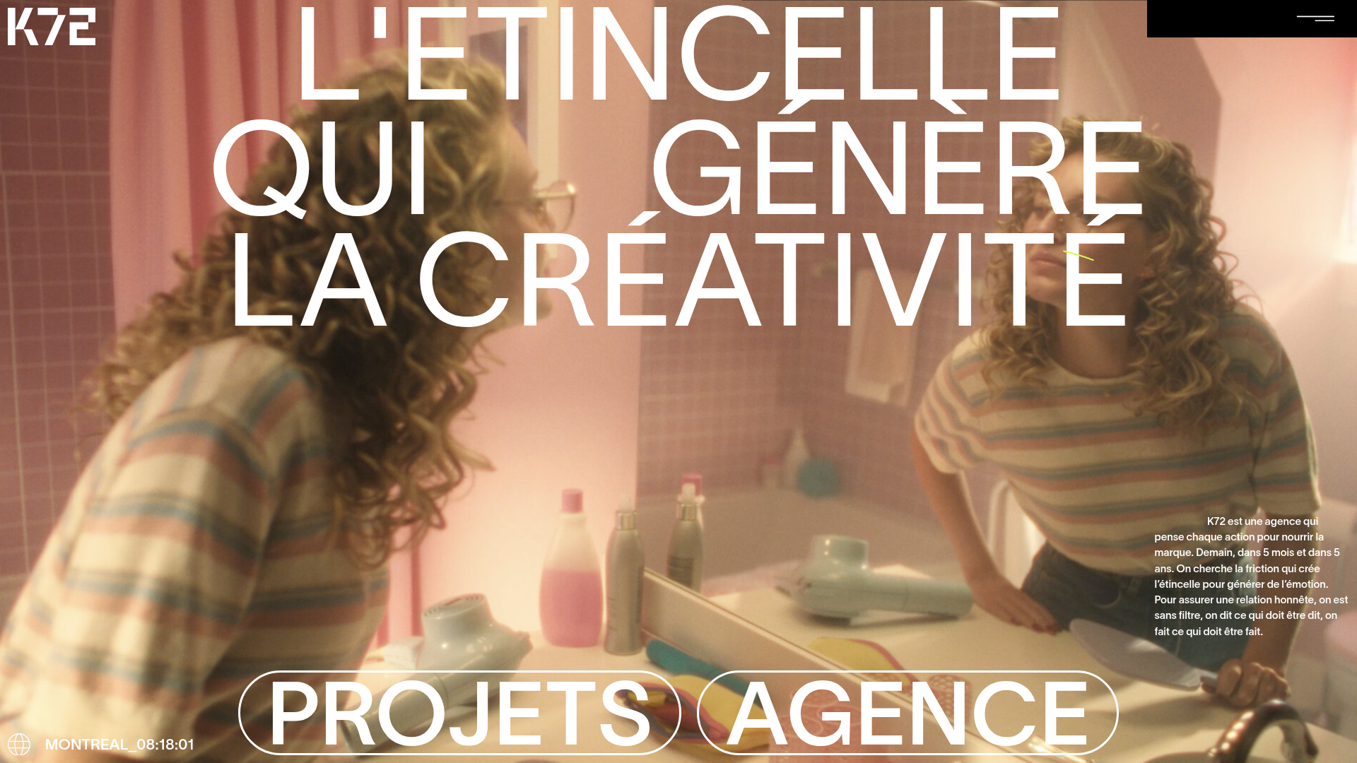 K72 Agency Immersive Video Landing Page