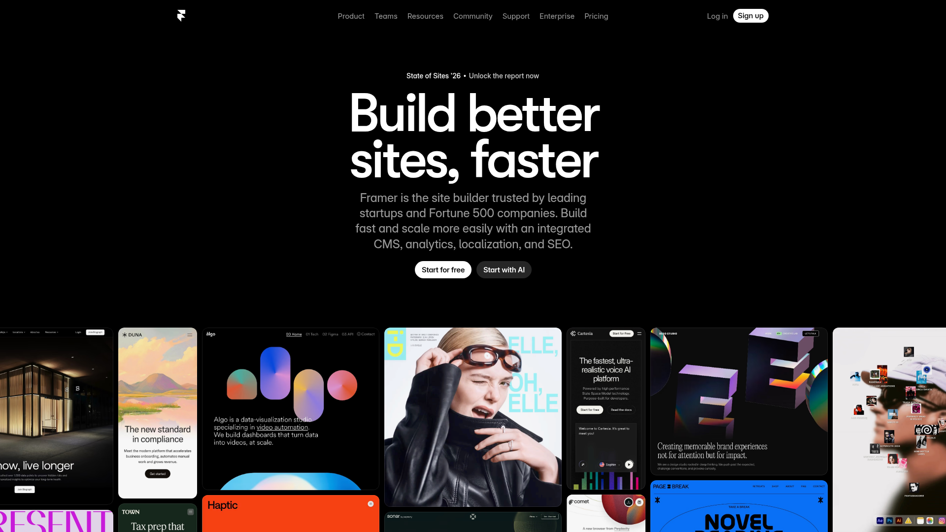 Framer Hero and Showcase Portfolio