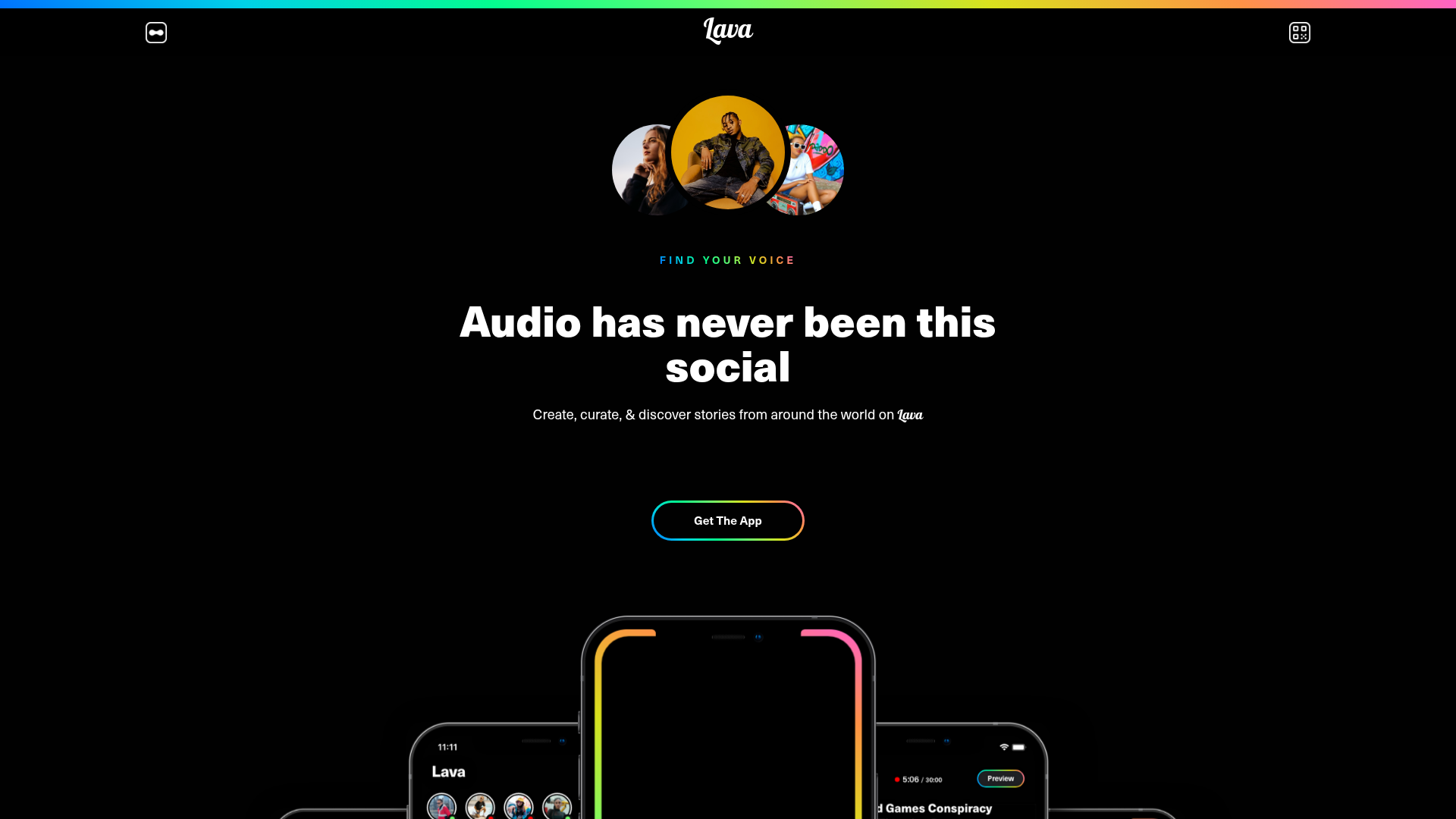 Lava Social Audio Landing Page