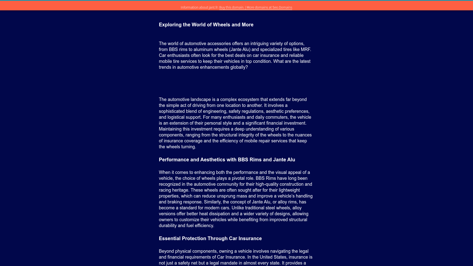 Automotive Article Landing Page Template