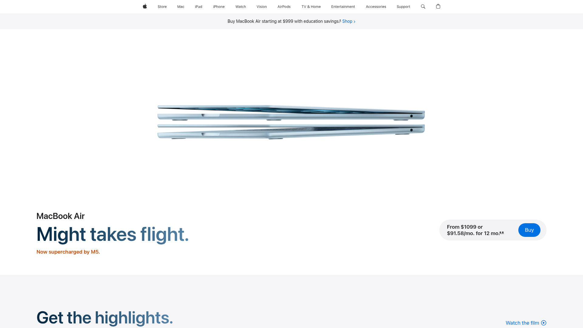 Apple MacBook Air Product Page Layout