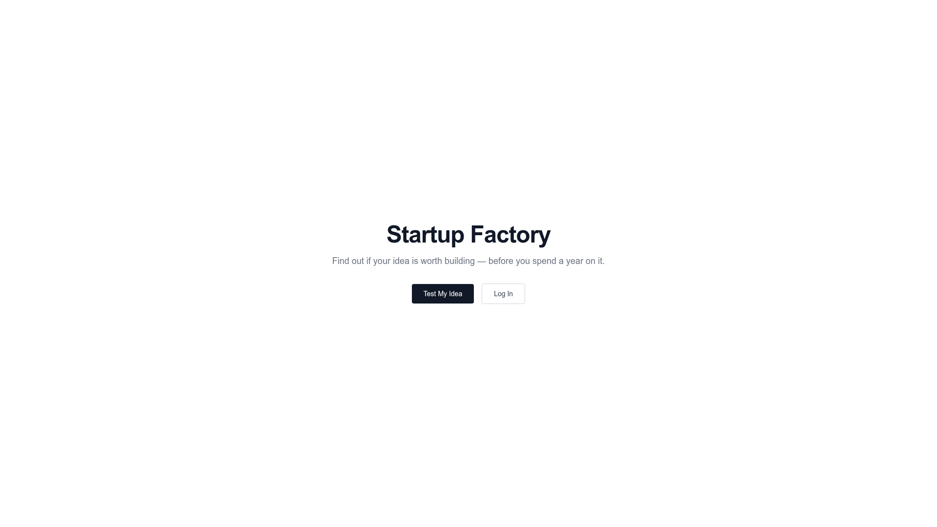 Startup Factory Minimal Hero Landing