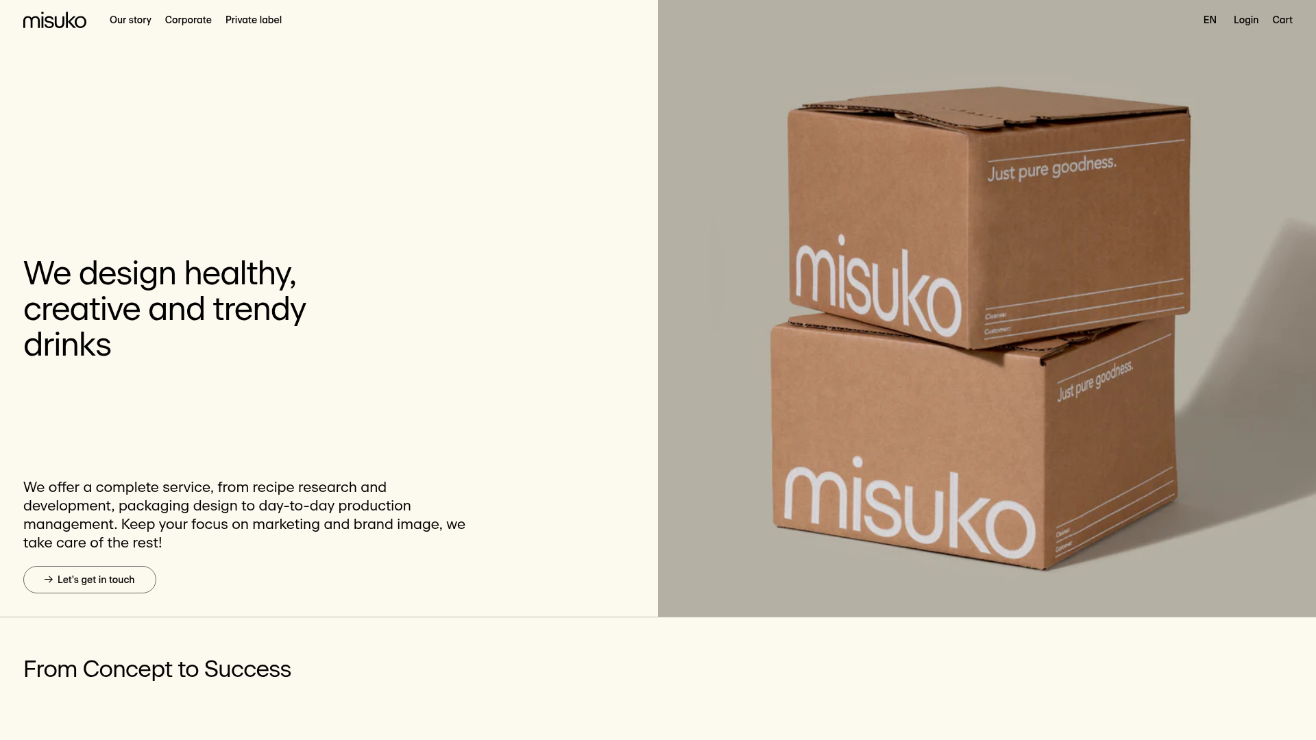 Misuko Food & Beverage Agency B2B Landing Page