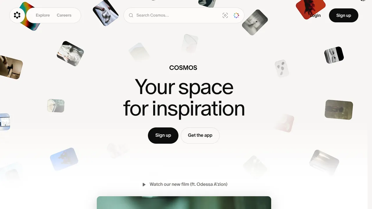 Cosmos Visual Inspiration Landing Page