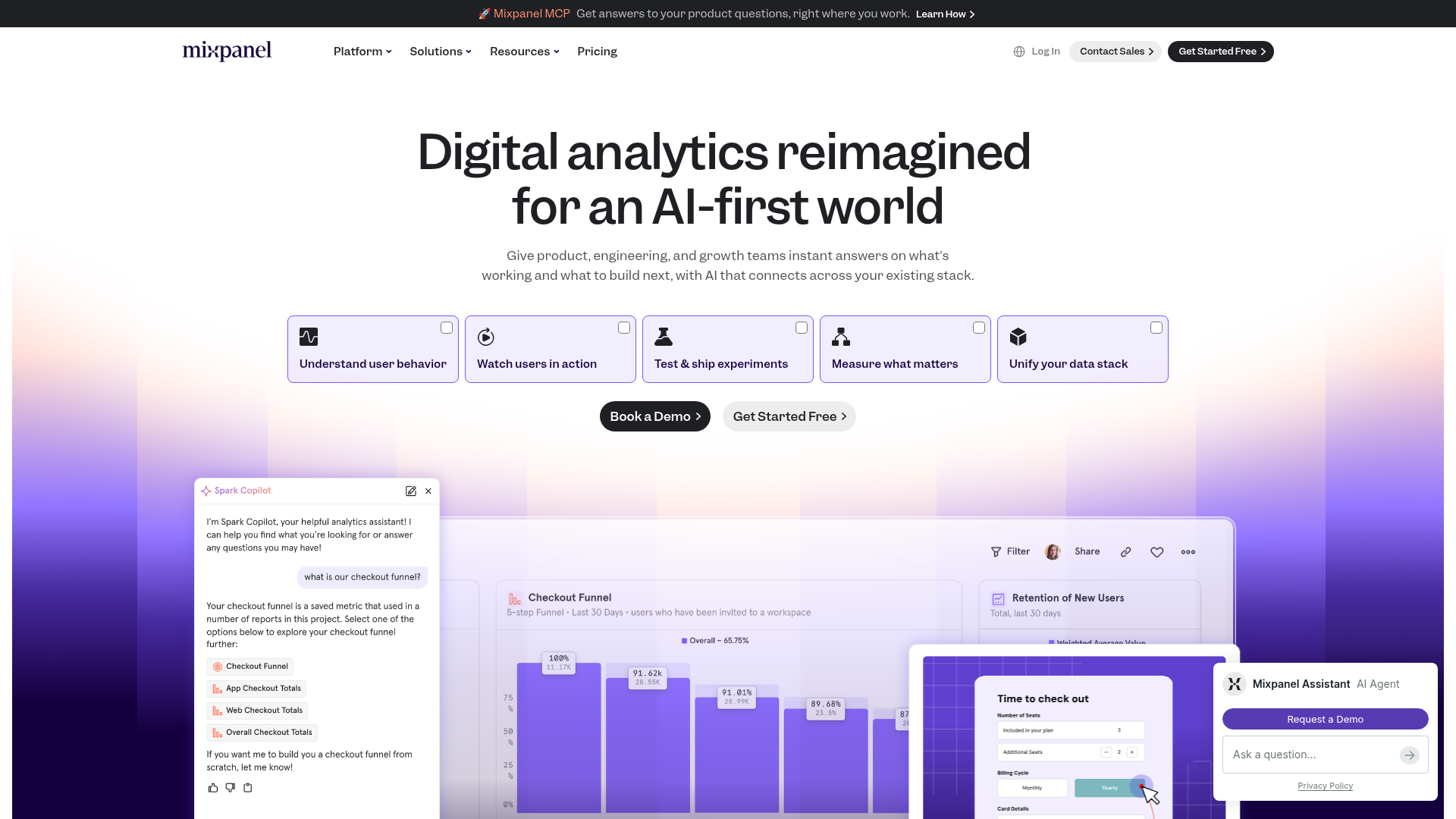 Mixpanel AI-First Product Landing Page