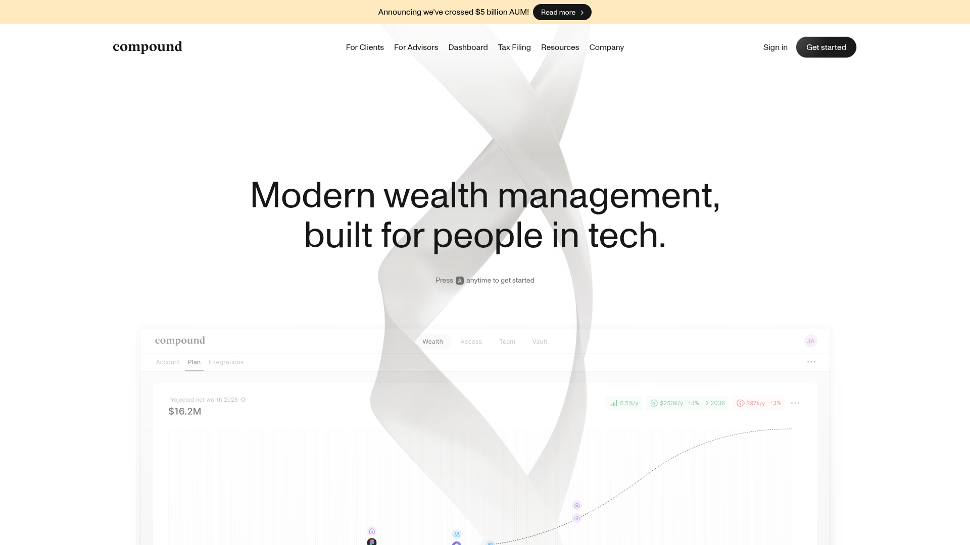 Compound Wealth Management Landing Page