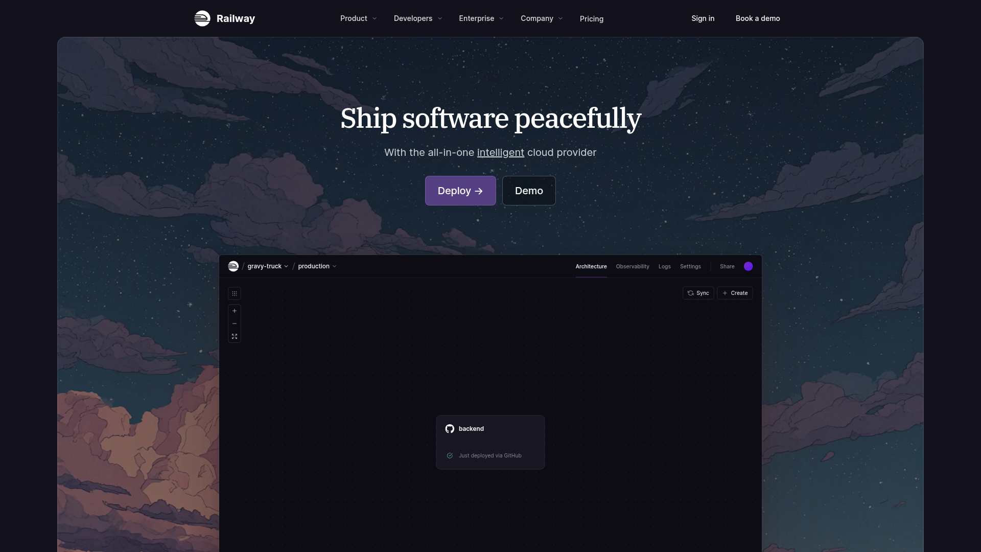 Railway Cloud Platform Landing Page