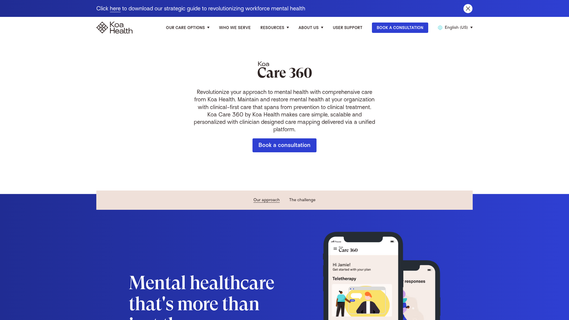 Koa Health Mental Care Landing Page
