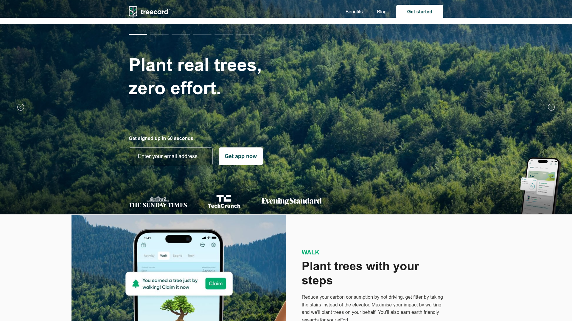 Treecard Eco-App Landing Page