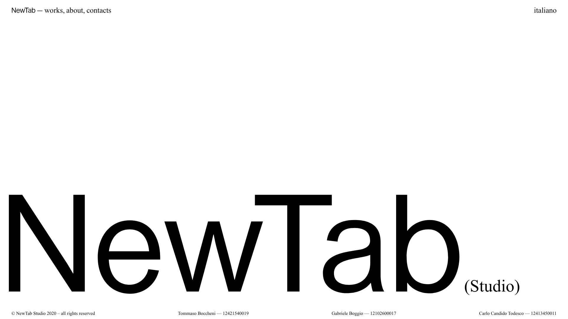 NewTab Studio Minimalist Portfolio Landing Page