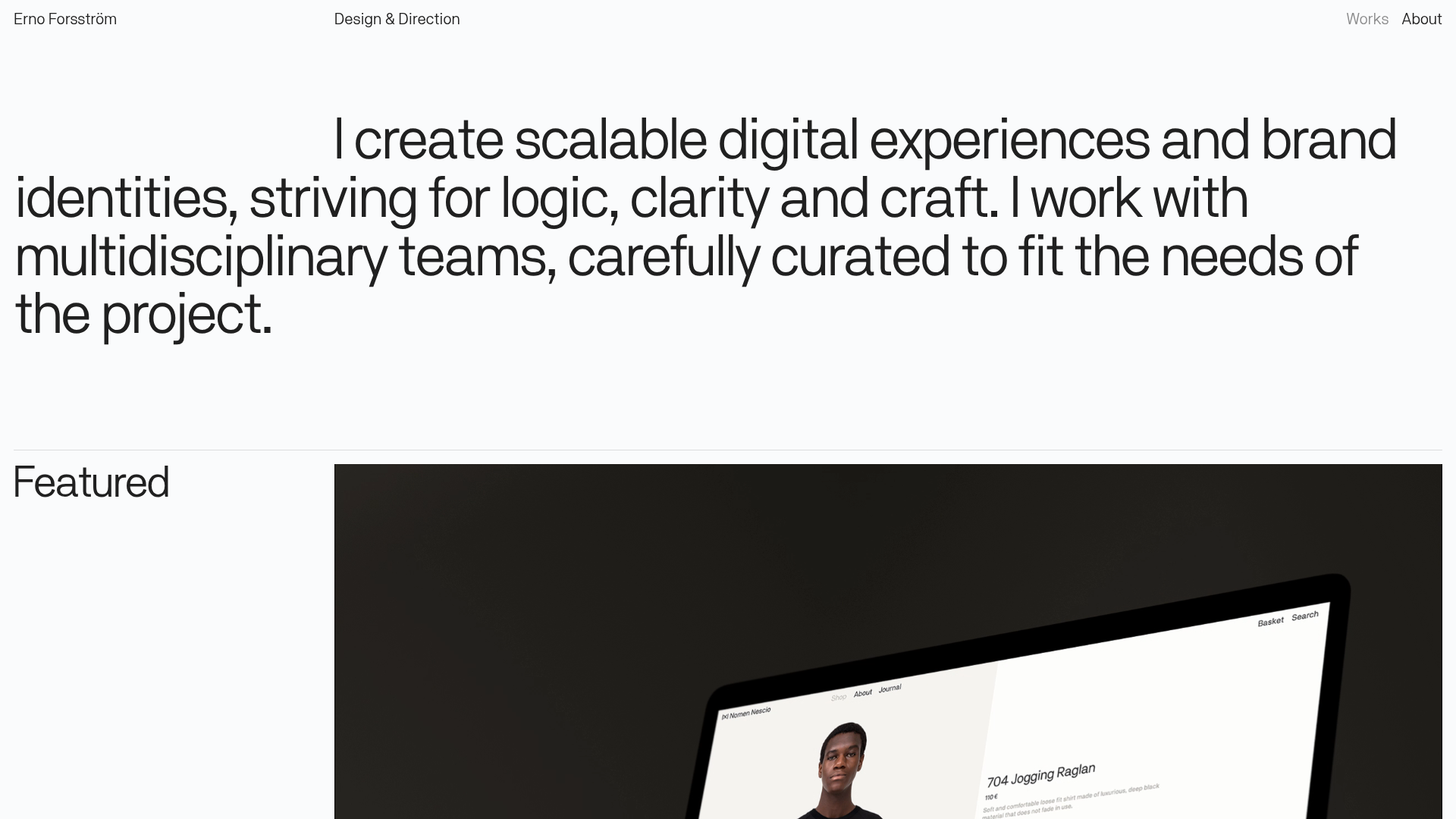 Erno Works Minimalist Design Portfolio