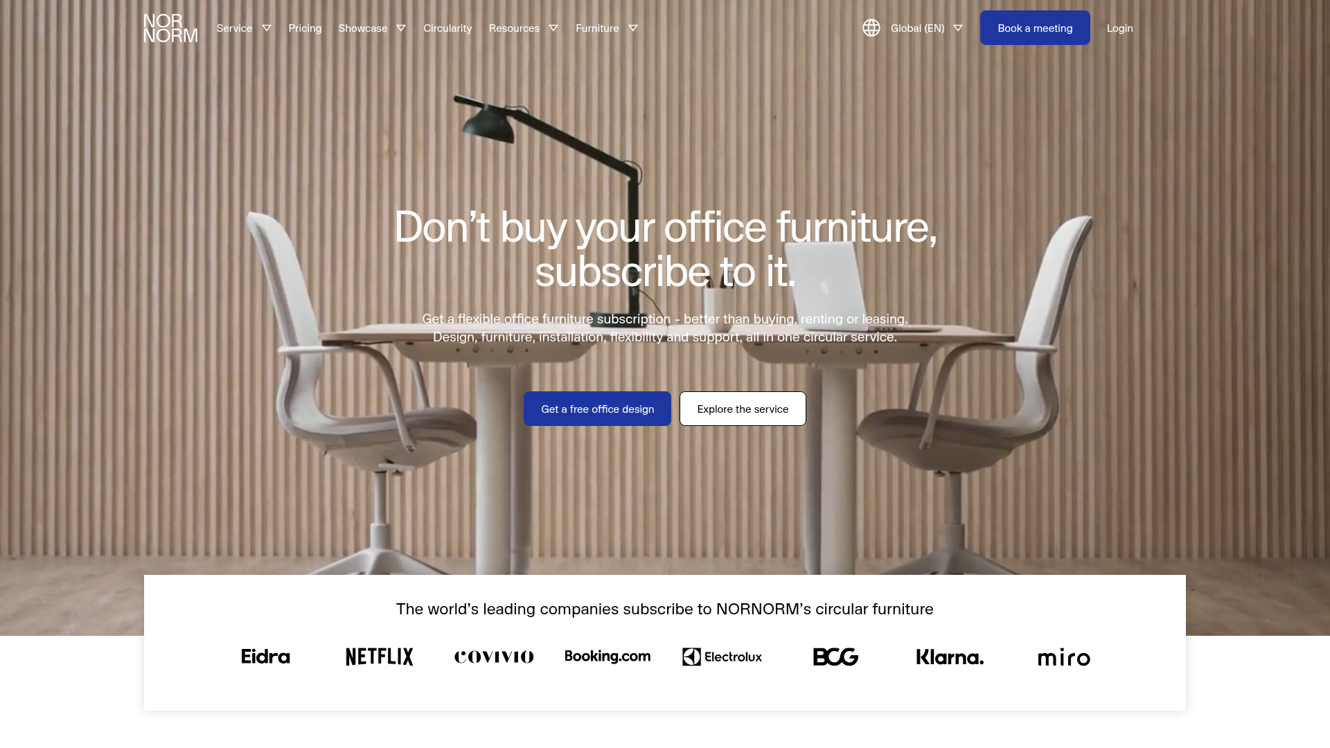 NORNORM Circular Furniture Subscription Homepage