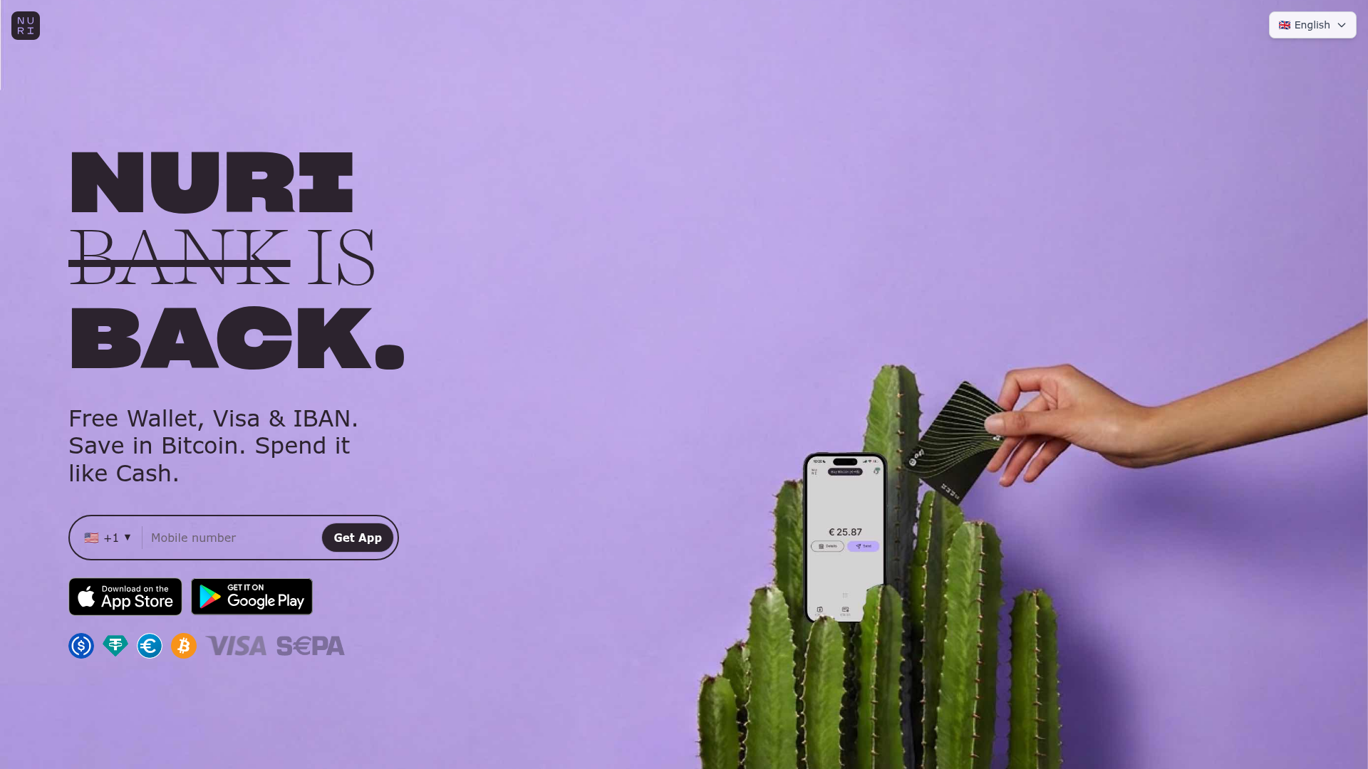 Nuri Cryto Banking Landing Page