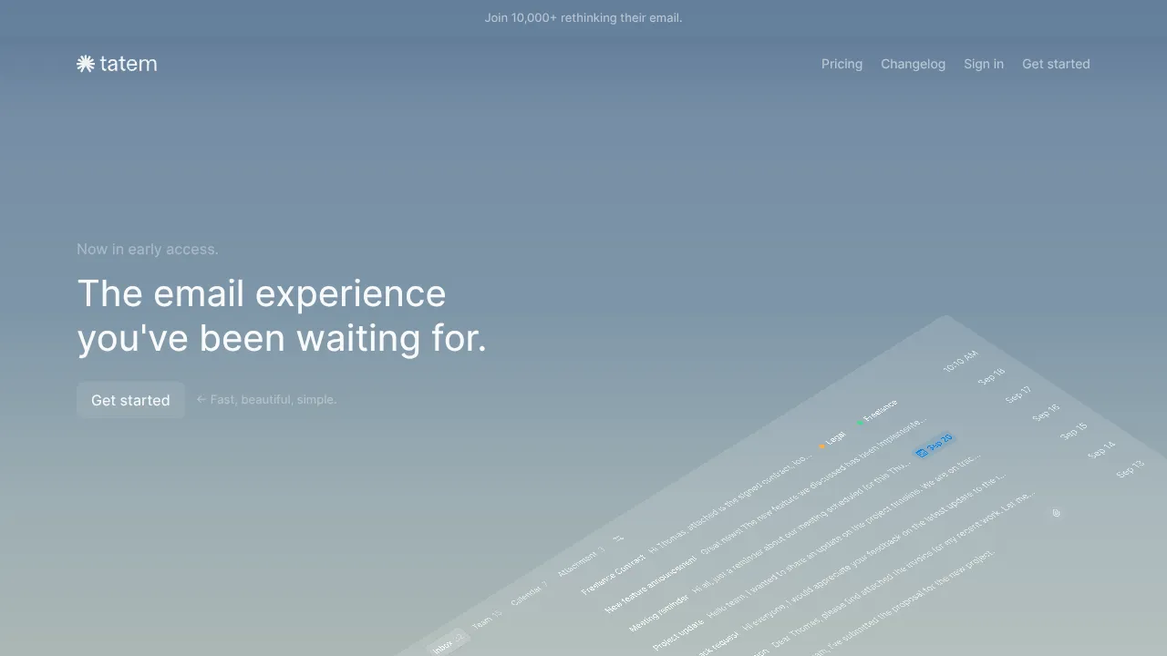Tatem Minimalist Productivity Landing Page