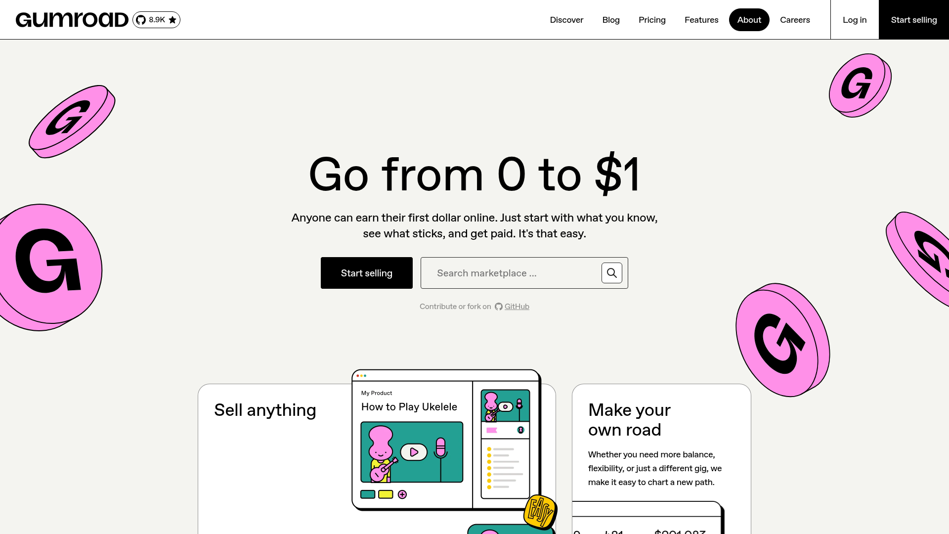 Gumroad Landing Page with Bento Grid