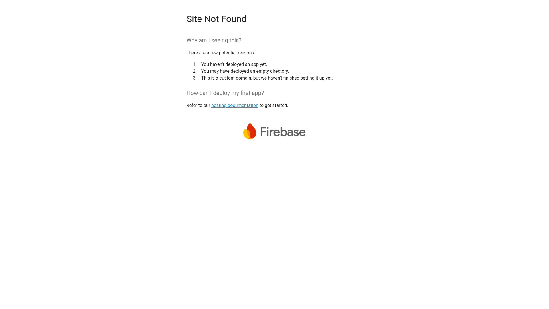 Firebase Hosting Site Not Found