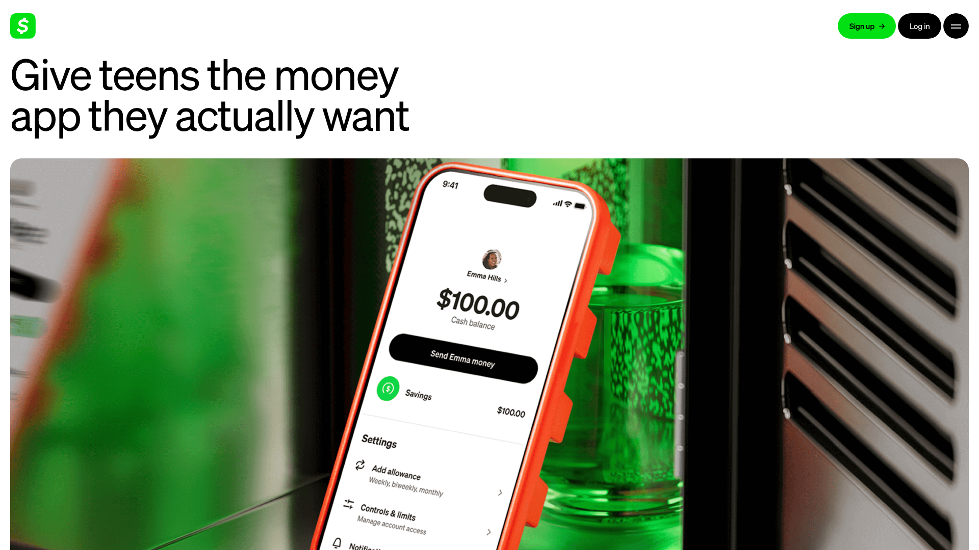 Cash App Families Landing Page
