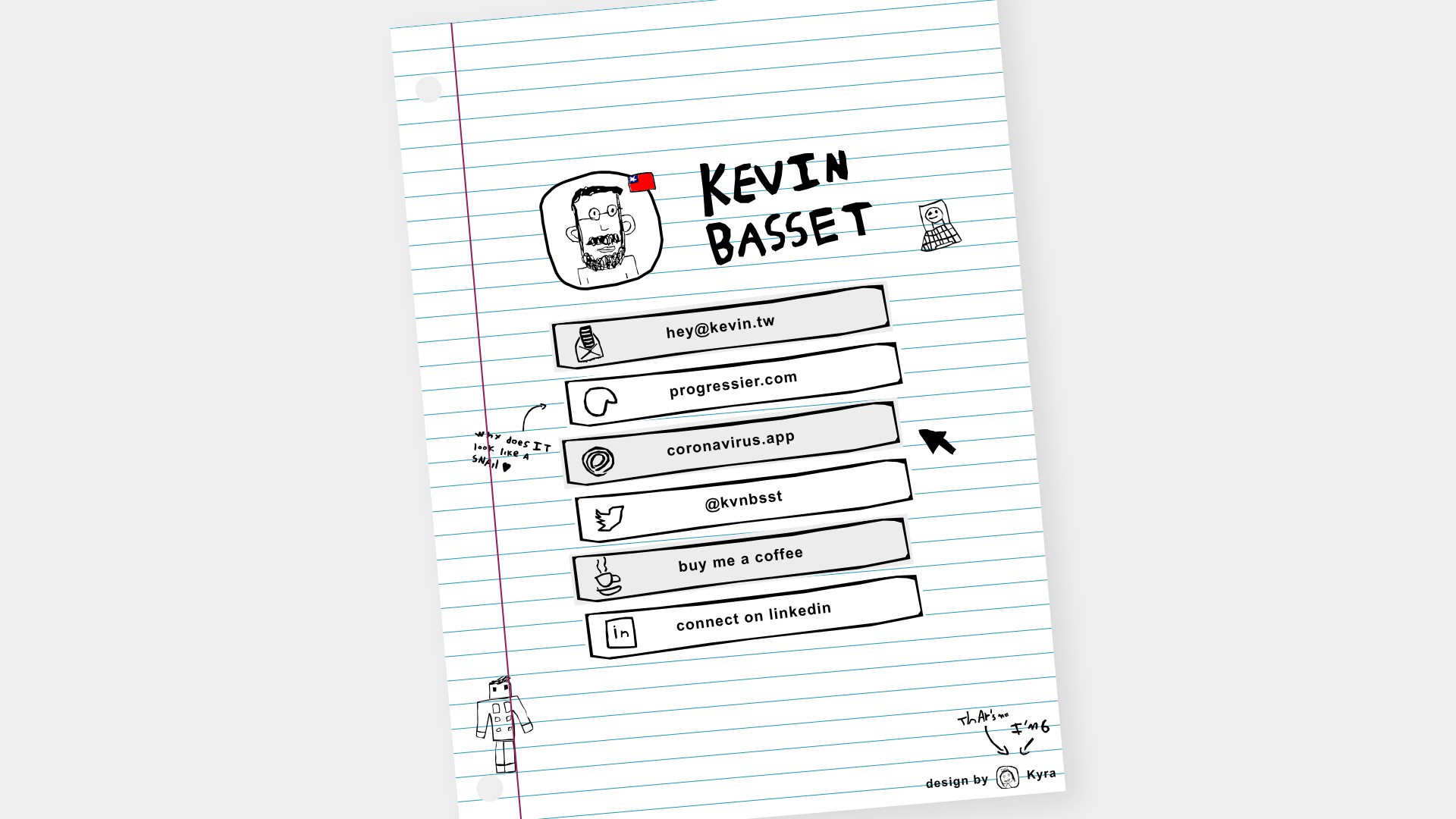Kevin Basset Handwritten Notebook Links