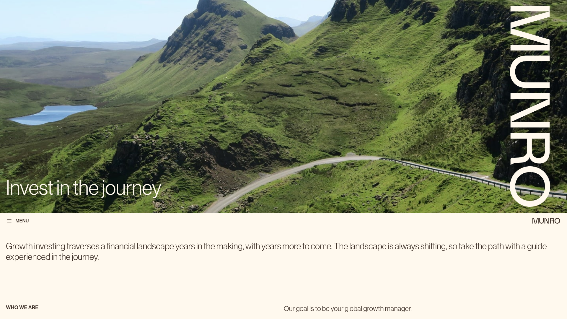 Munro Partners Financial Growth Landing Page