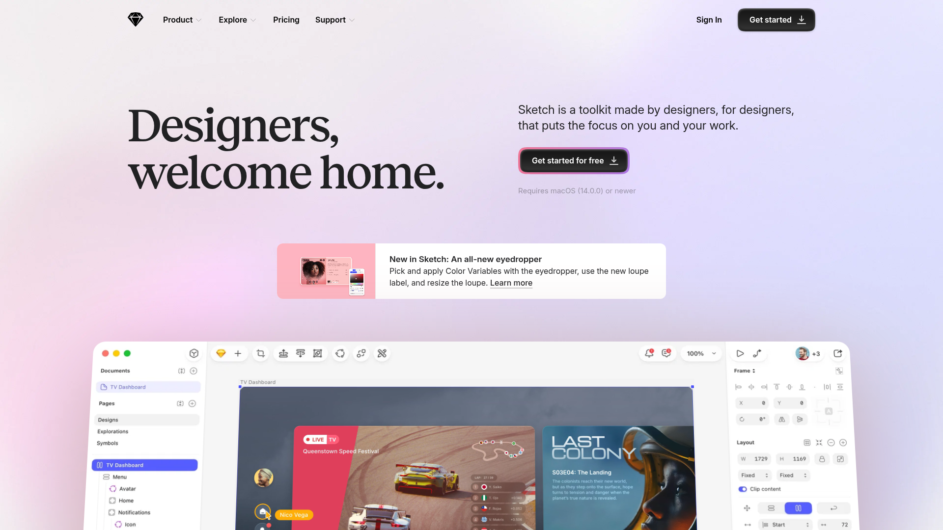 Sketch Design Tool Landing Page
