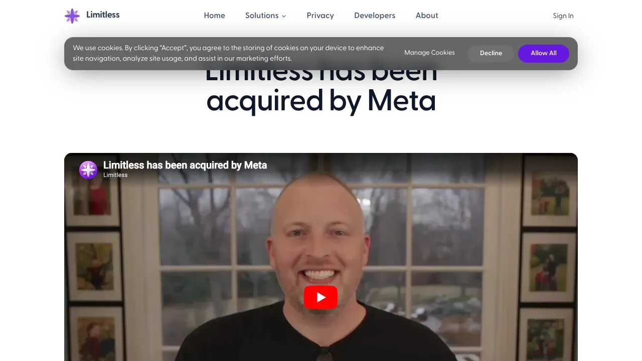 Limitless Acquisition Announcement Page