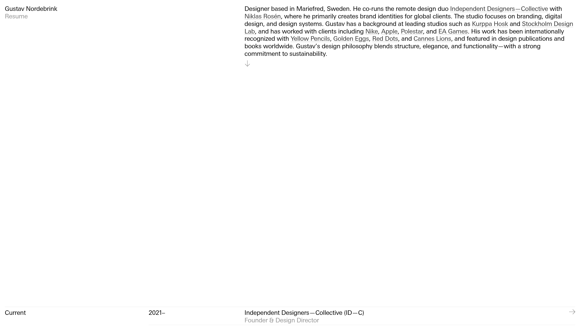 Gustav Nordebrink Portfolio Resume Sidebar