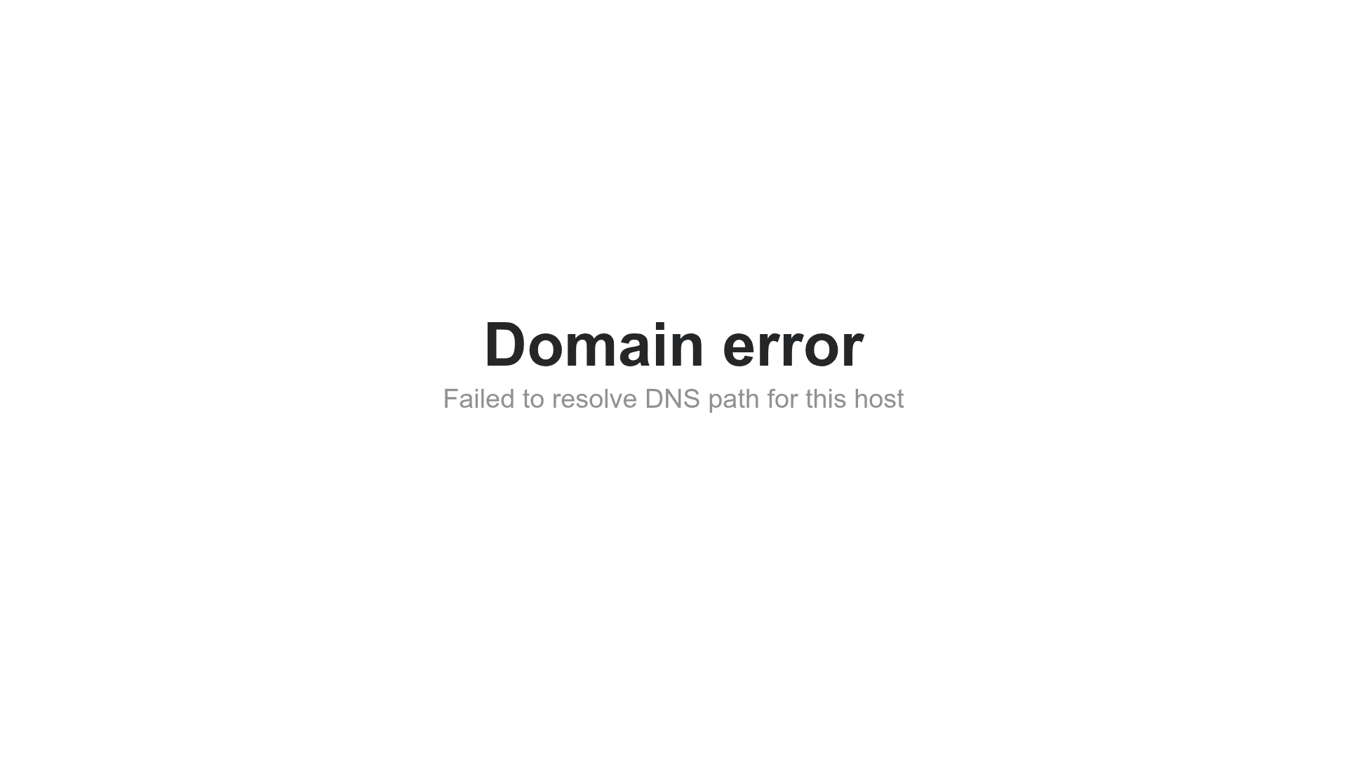 Minimalist Center-Aligned Domain Error Page