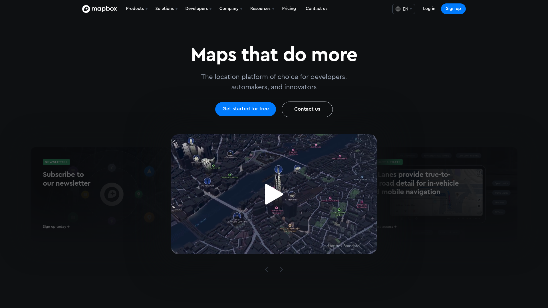 Mapbox SaaS Hero and Showcase Landing