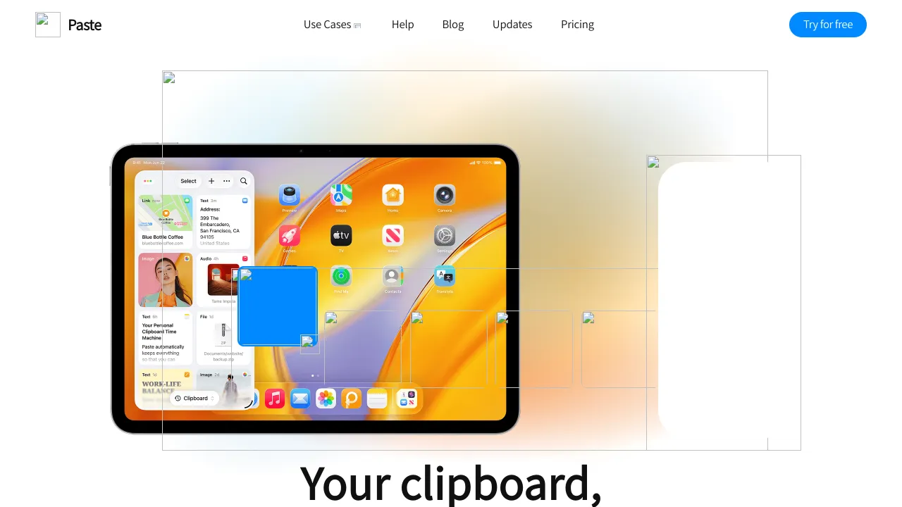 Paste Landing Page Product Showcase