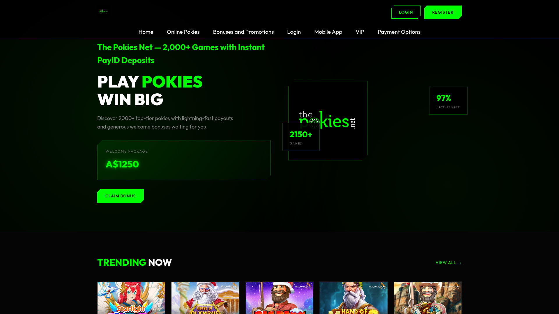 The Pokies Net Gaming Landing Page