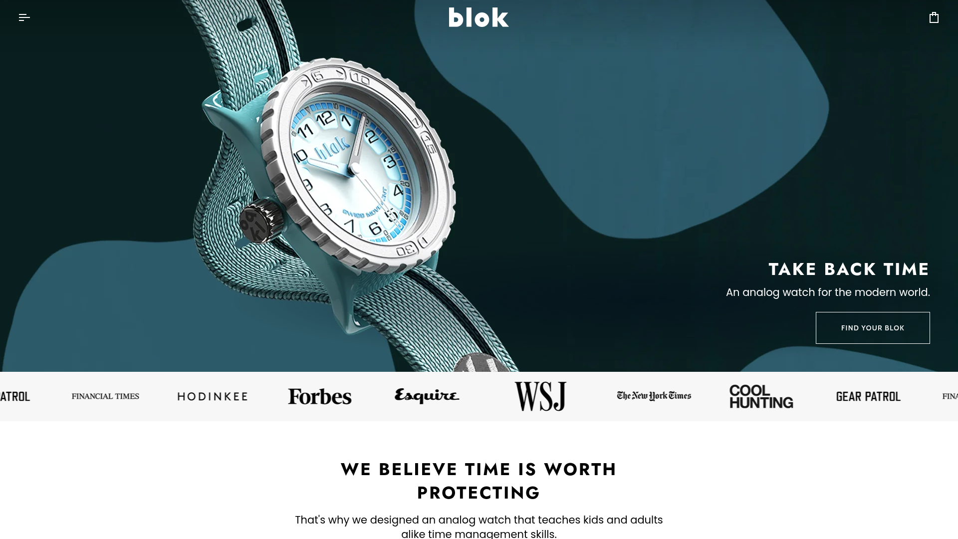 Blok Watches E-commerce Hero Landing