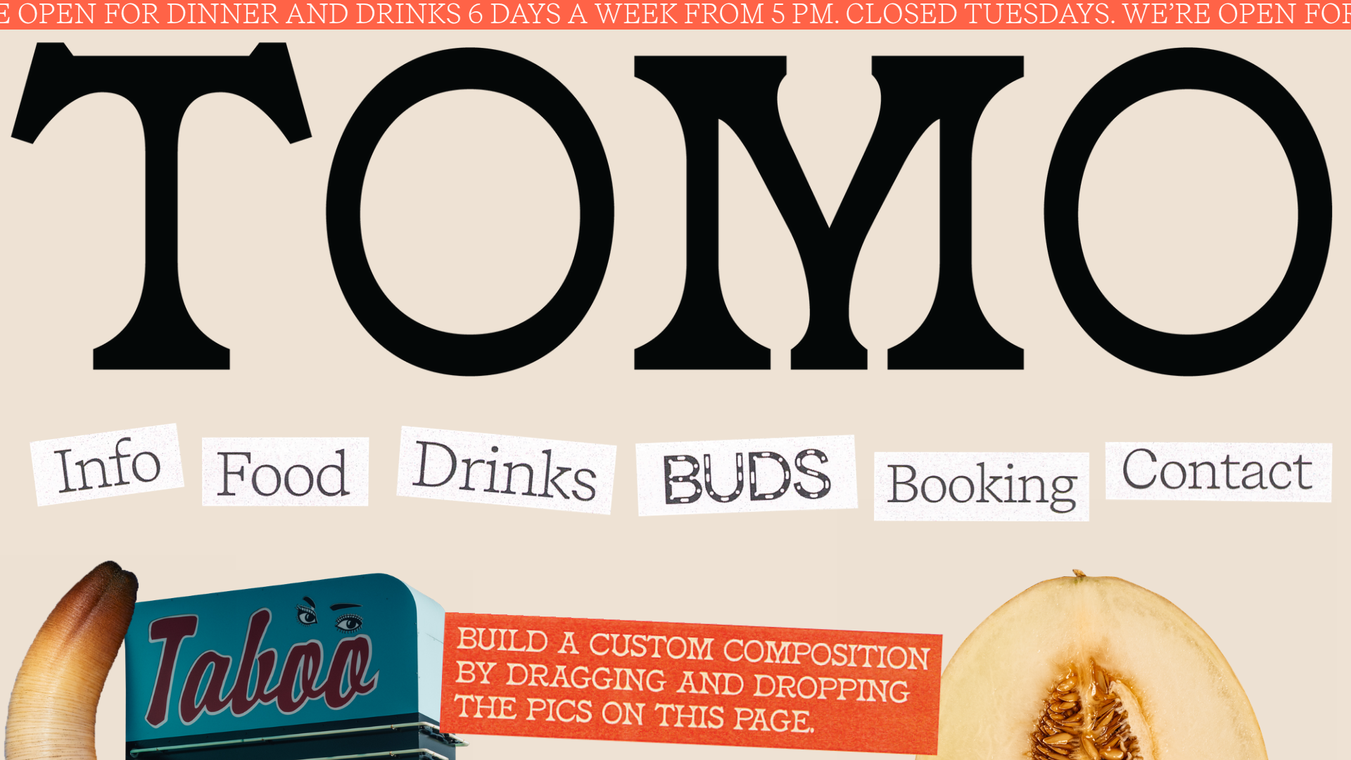 Tomo Restaurant Interactive Collage Landing