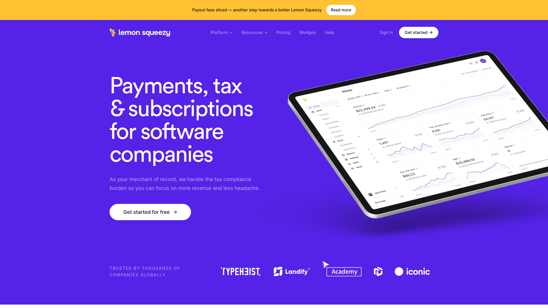 Lemon Squeezy SaaS Platform Landing Page