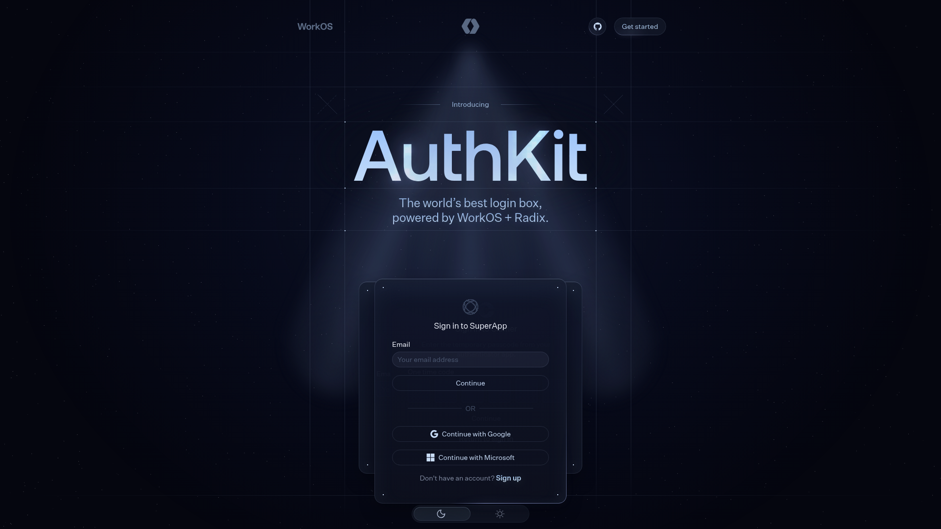 AuthKit Dark Mode Product Landing Page