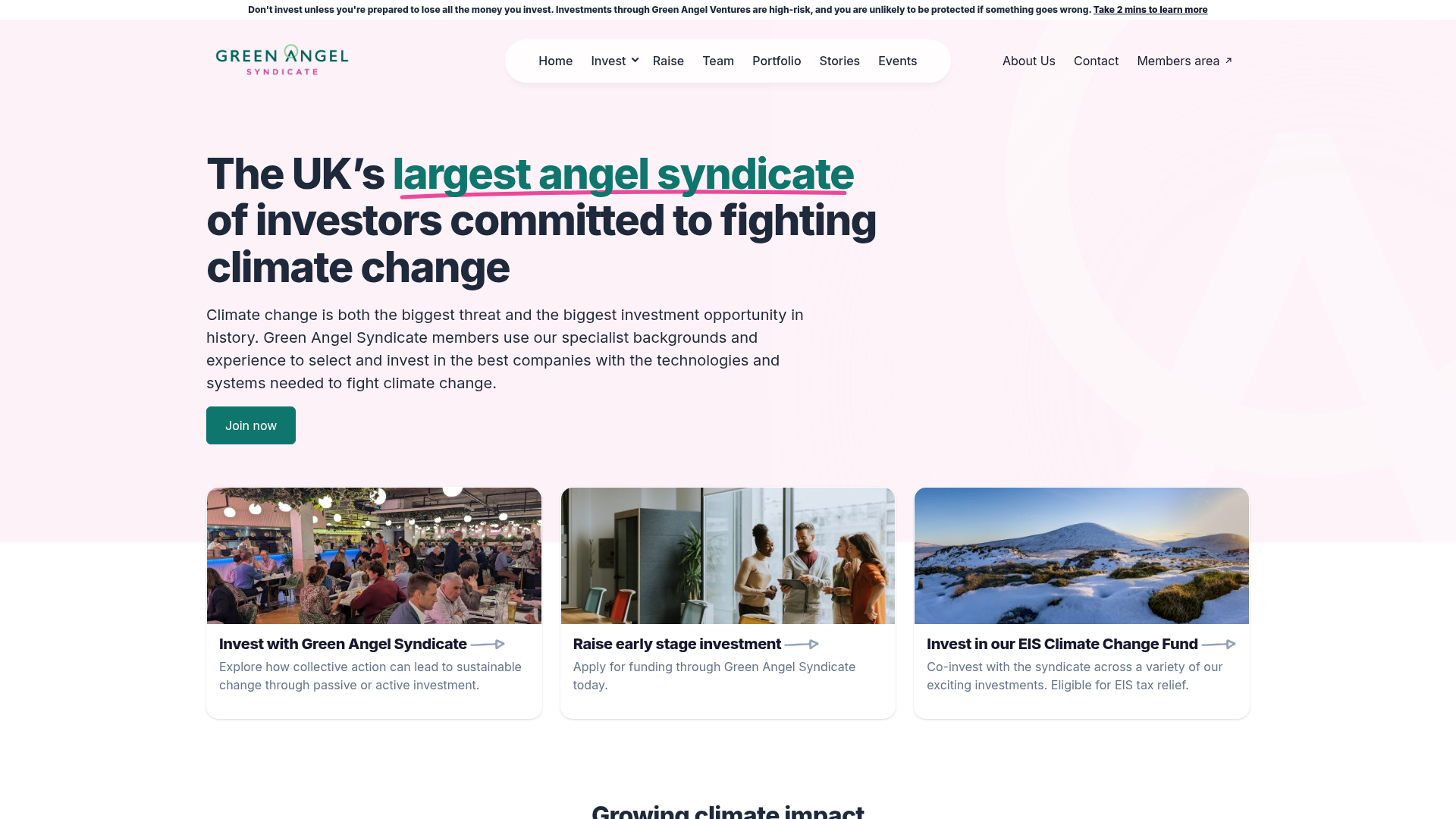 Green Angel Syndicate Investment Landing Page