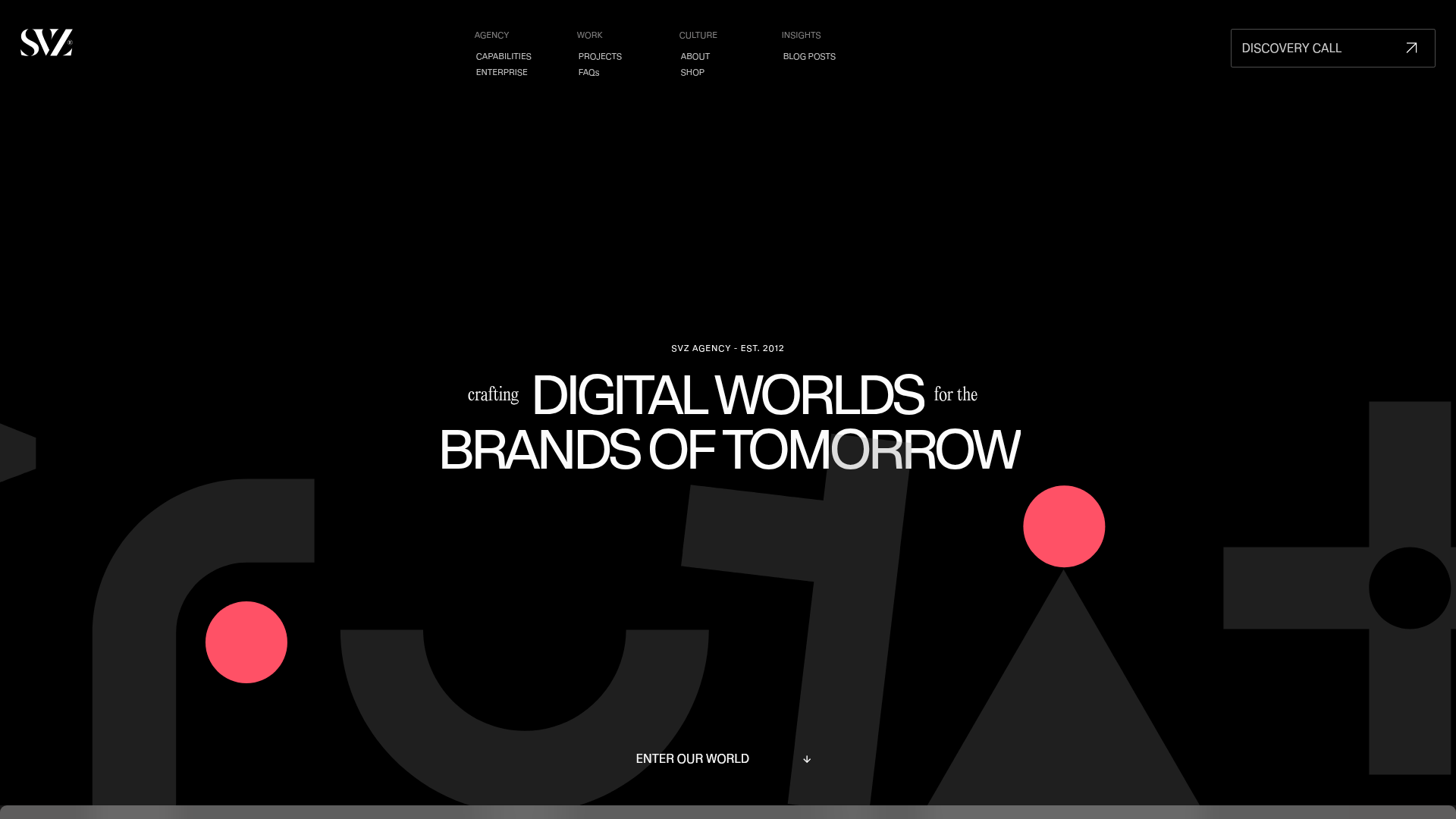 SVZ Digital Agency Hero Page