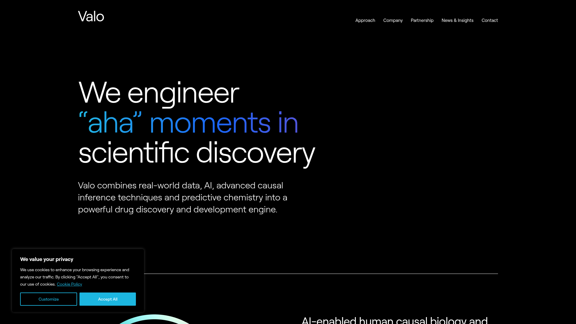 Valo Health AI Biotech Landing Page