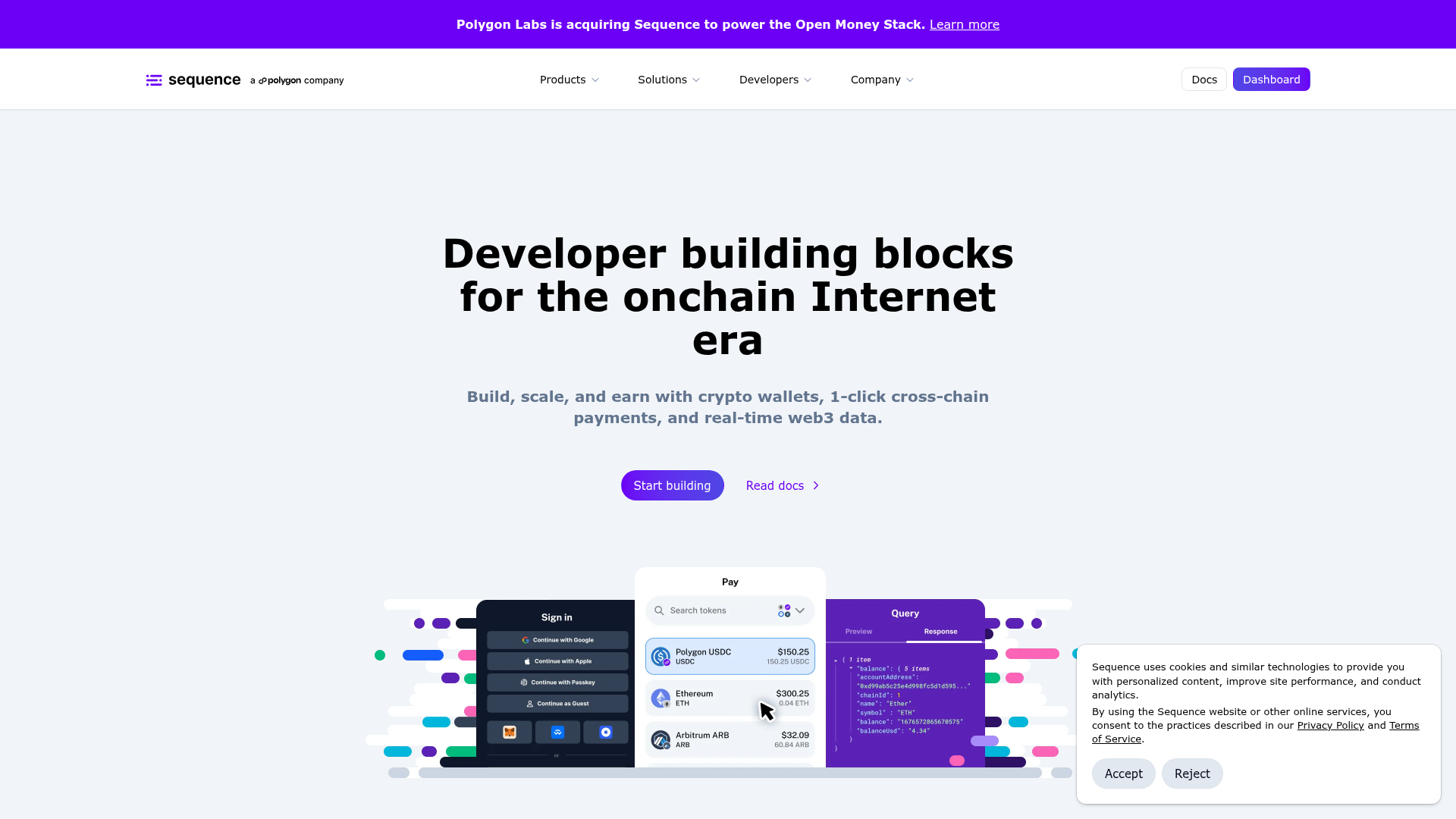 Sequence Onchain Web3 Landing Page