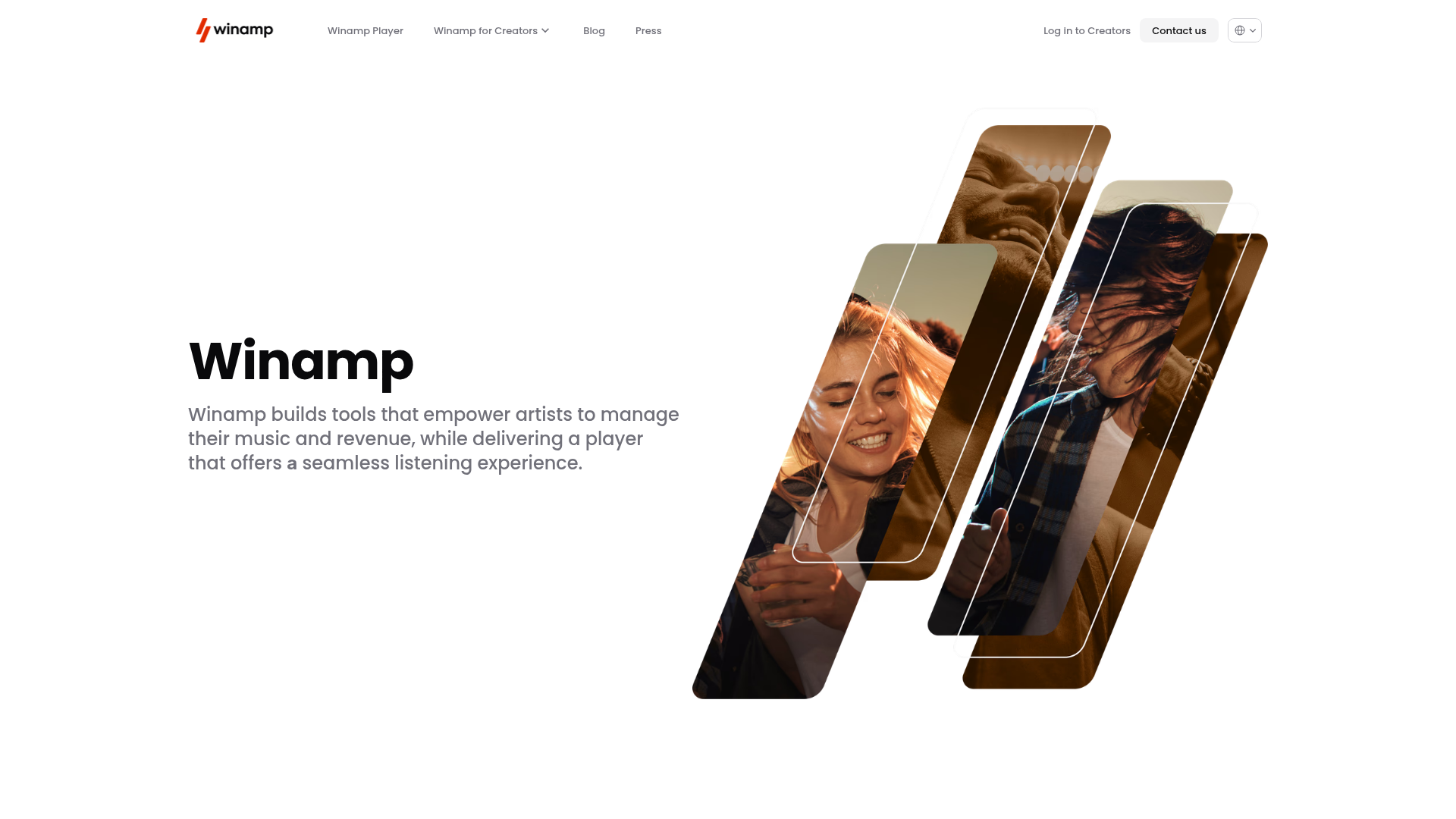 Winamp Modern Media Landing Page