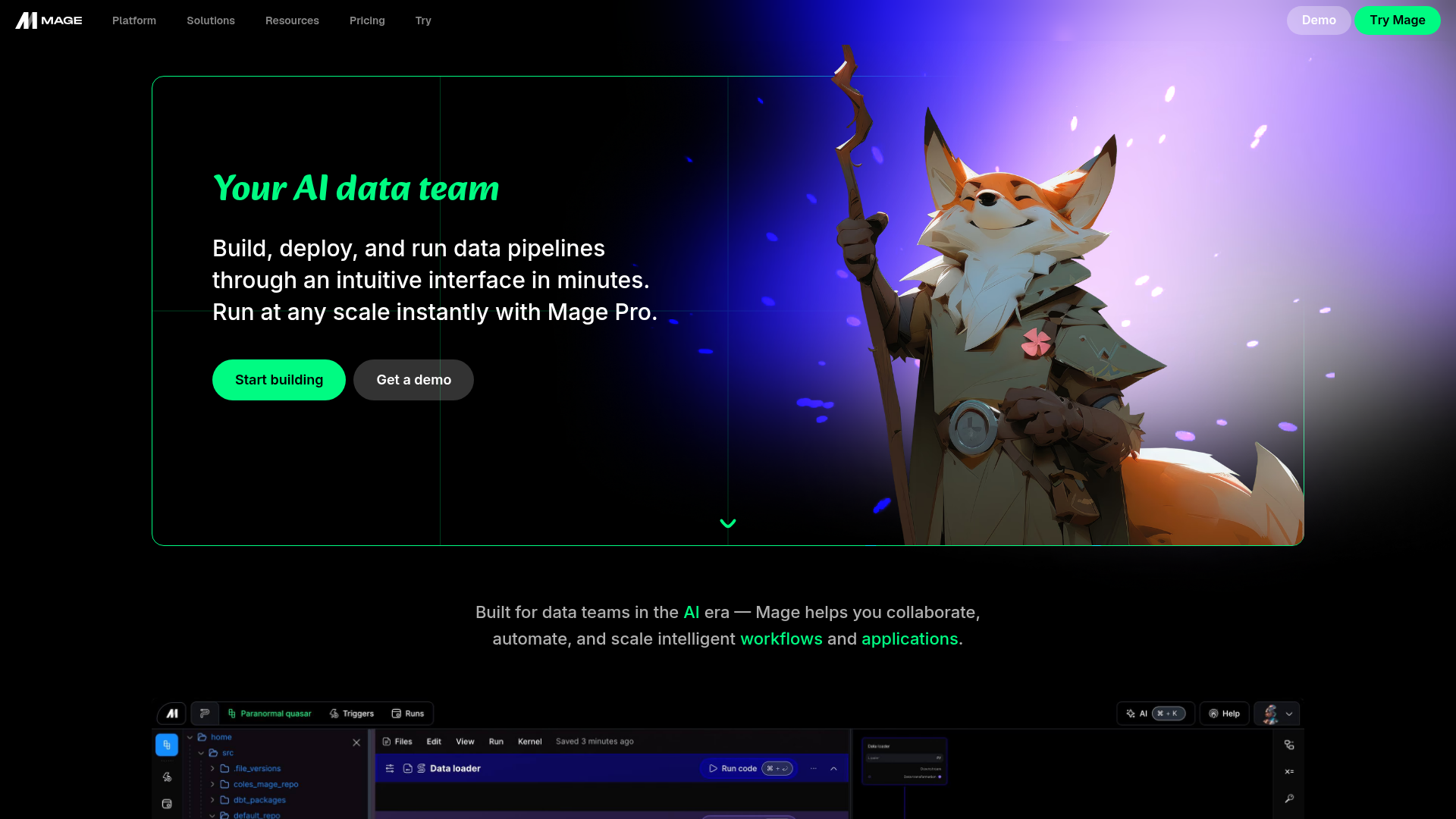 Mage AI Landing Page Hero