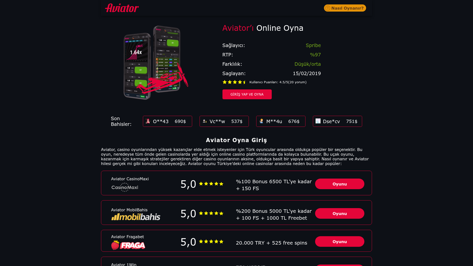 Aviator Gaming Promo Landing Page