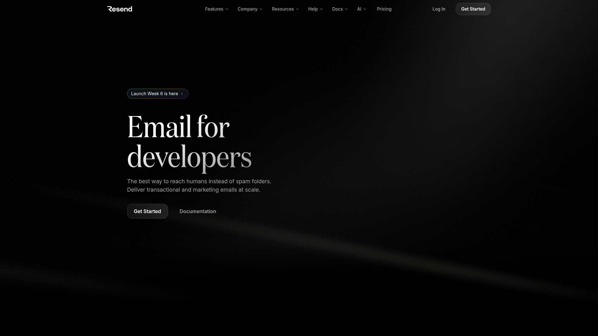 Resend Developer Content Landing Page