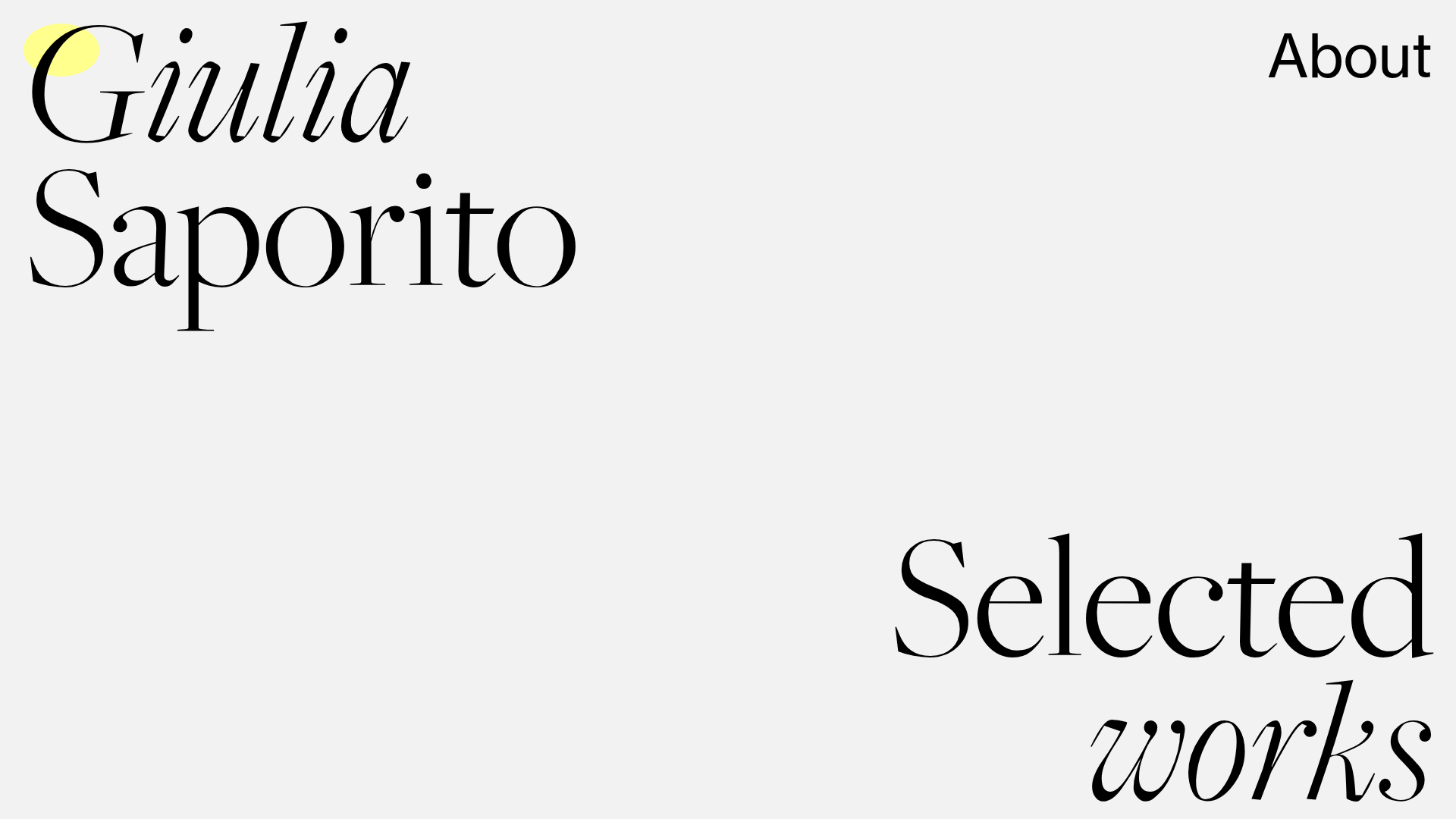 Giulia Saporito Minimal Portfolio Landing