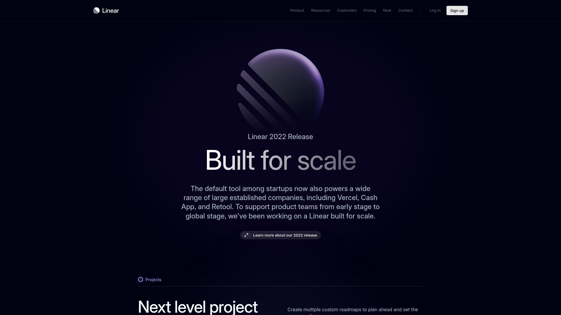 Linear 2022 Product Release Page