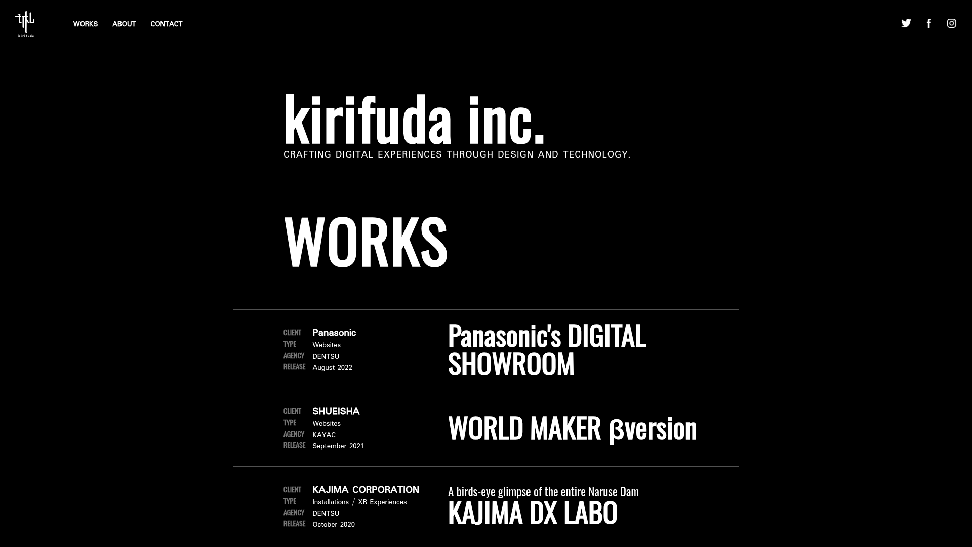 Kirifuda Inc. Minimal Portfolio Showcase