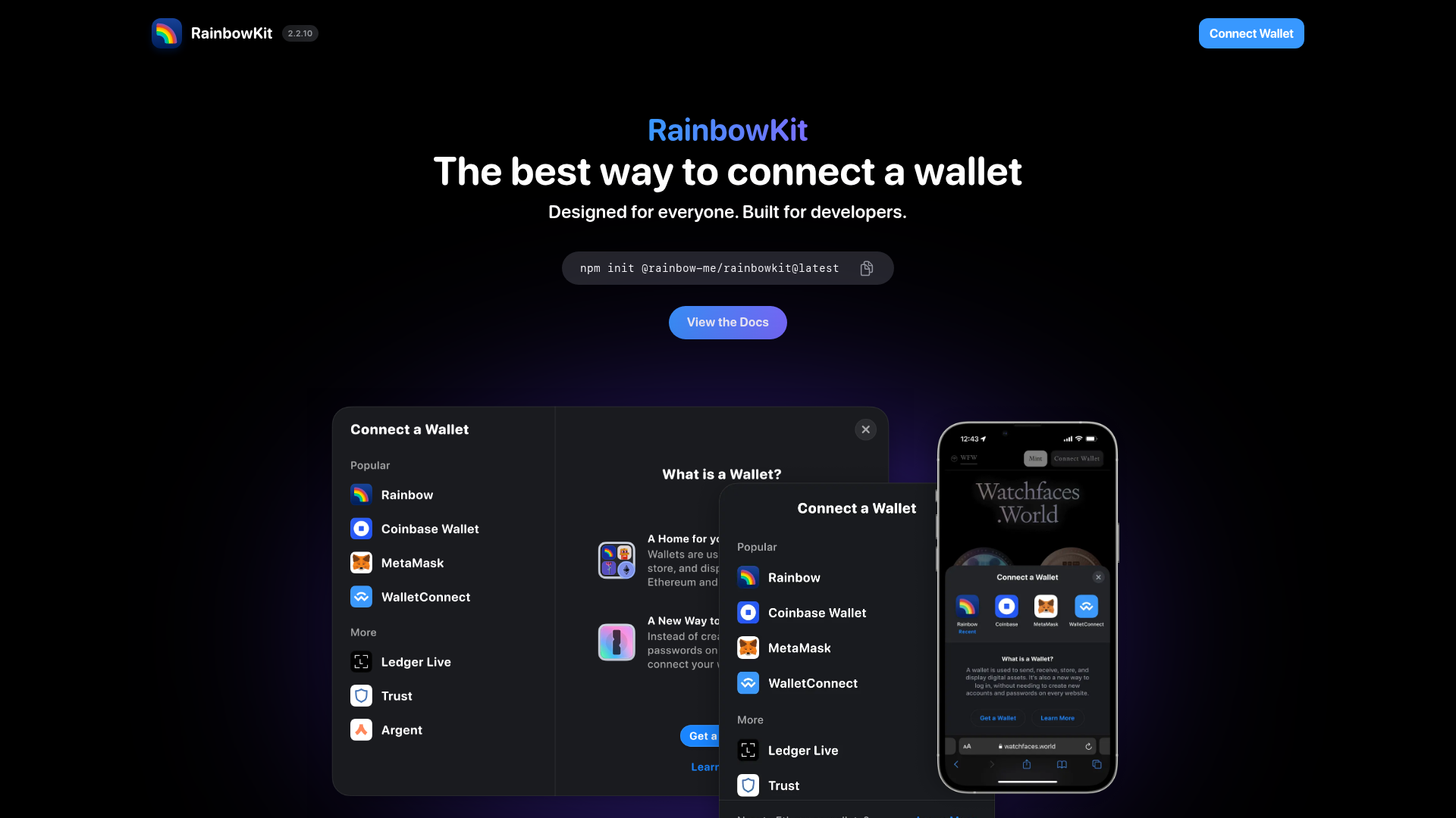 RainbowKit Web3 Developer Landing Page