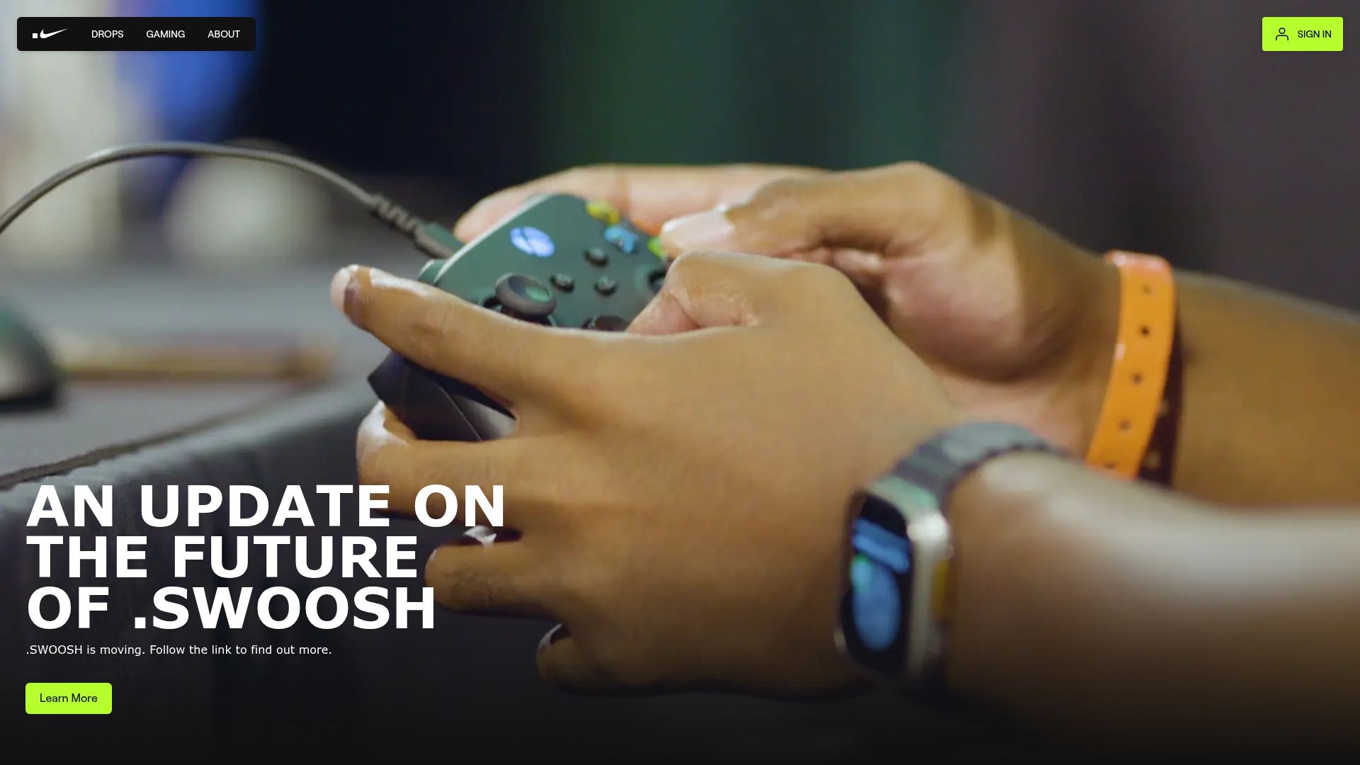 Nike .SWOOSH Gaming Landing Page