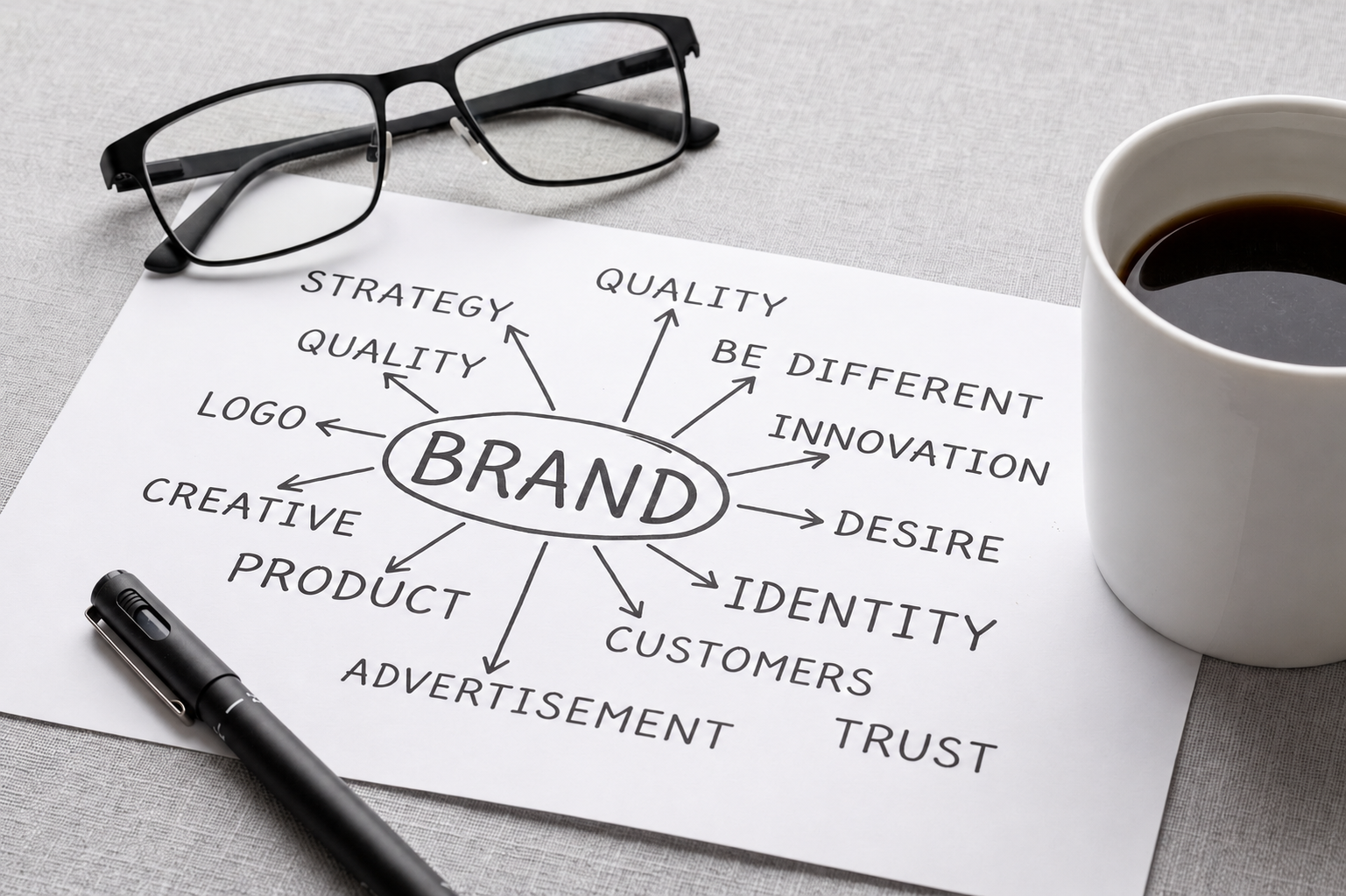 Brand identity flat lay